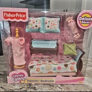 Fisher-Price Loving Family Parents' Bedroom Playset - Pink & Aqua